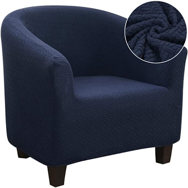 Mørkeblått lenestoltrekk, elastisk