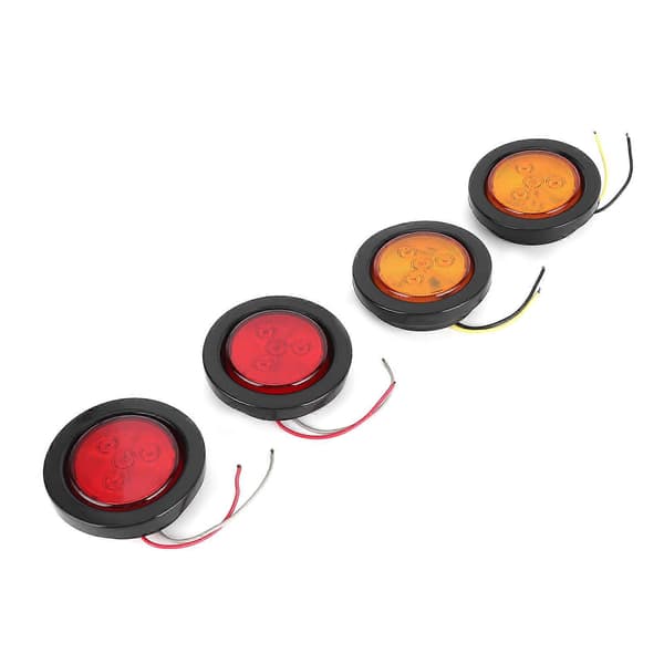 4 stk. 2,5 tommer LED Rund Indikatorlys 10V-30V Høj Lysstyrke Lampe til Lastbil Trailer Lastbil