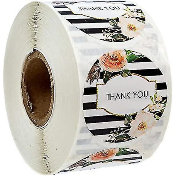 &And Stripe Fl Tak Stickers / 1&quot; Tak Cirkel Etiketter / 500 Stickers Pr. Rulle