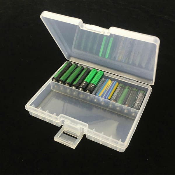 Batteriförvaringslåda Transparent Stor Kapacitet Portabel 48st AA AAA Uppladdningsbart Batteri Behållare Organizer för Hemmet L