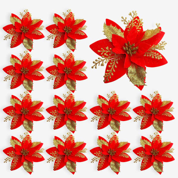 13 st Konst Julgran Blomma Dekoration Paljett Julblomma Jul