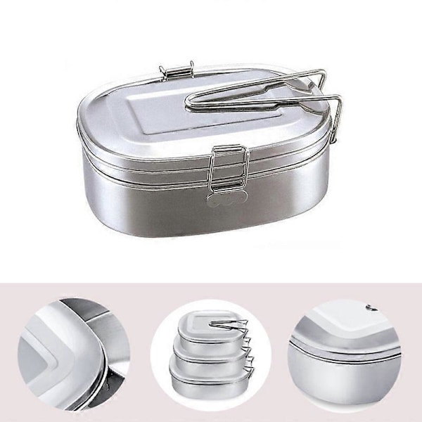 Dobbel Lag Bento Matboks Student Rustfritt Stål Matbeholder Extra Large