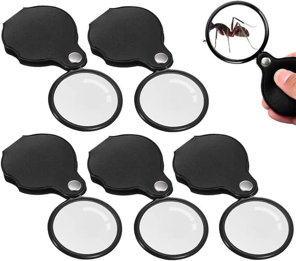 5 stk. Mini Læseforstørrelsesglas Lommeforstørrelsesglas x10 Foldbar Lomme
