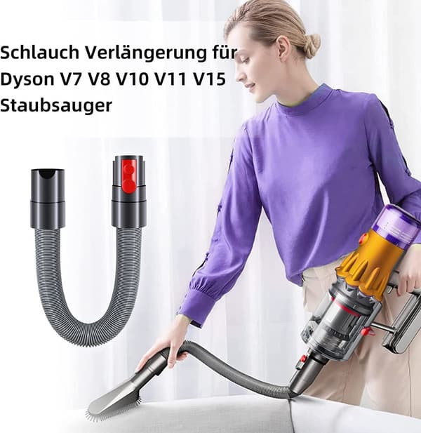 Munnstykkesett for støvsuger, fleksibel slangeforlengelse for Dyson V7–V15