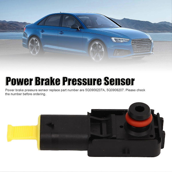 Bremseservo Tryksensor 5Q0906207A Følsom Kompakt Stærk Effekt Sort Passer Til A4 B9 Avant 8W5 8WD