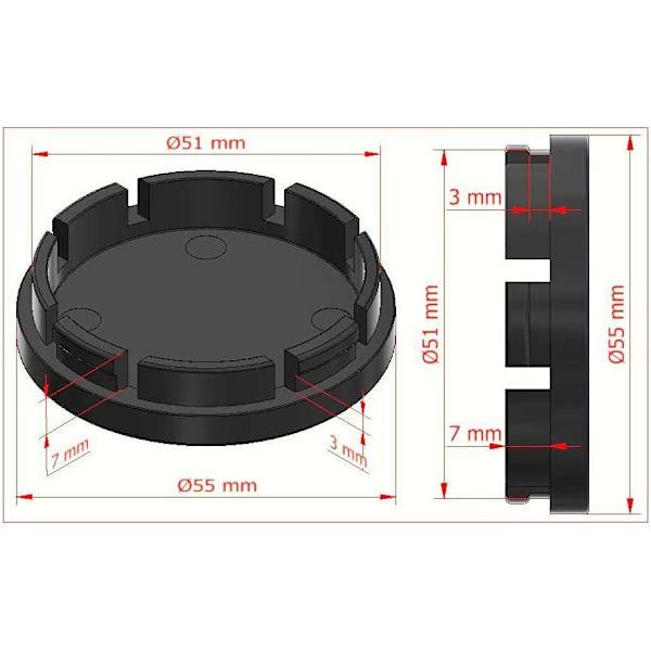 4 navkapsler på 56 mm