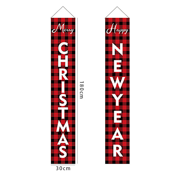 Udendørs julepynt banner - rød engelsk plaid, jul