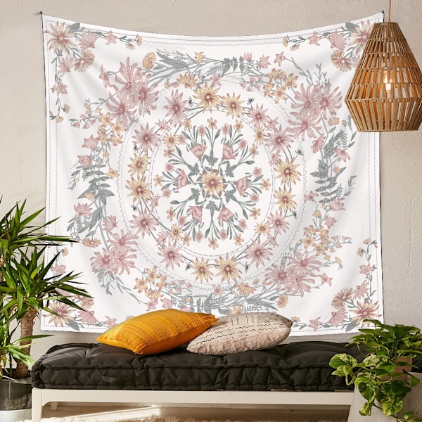 150×200cm Boheme Tapestry - Knust lyserød blomst, Tapestry