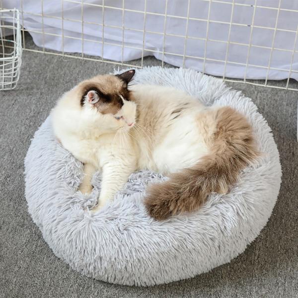 (50cm, Lysegrå) Dagbok Katteseng, Myk Kattekurv, Soothing Pute