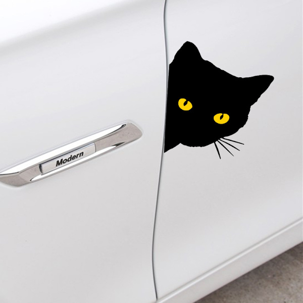(svart) Svart Katt Hode Bil Dekal Klistremerke Vinyl Scooter Bil Tuning