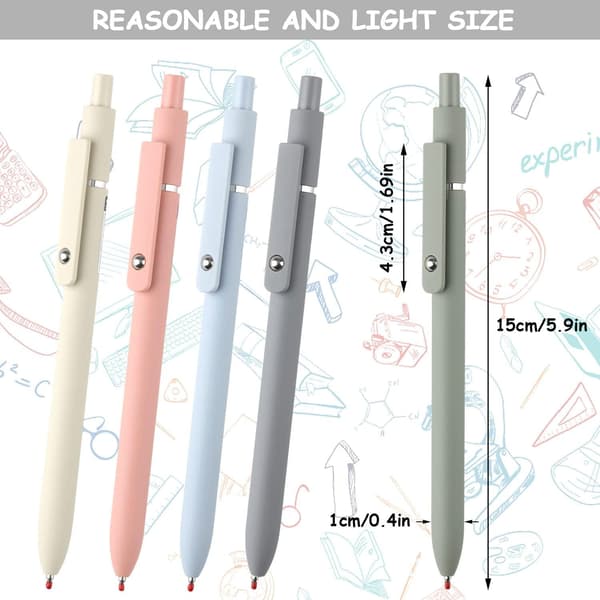 Gelpen 5 stk. Trækbart Gelpen 0,5 mm Æstetisk Pen Sort F