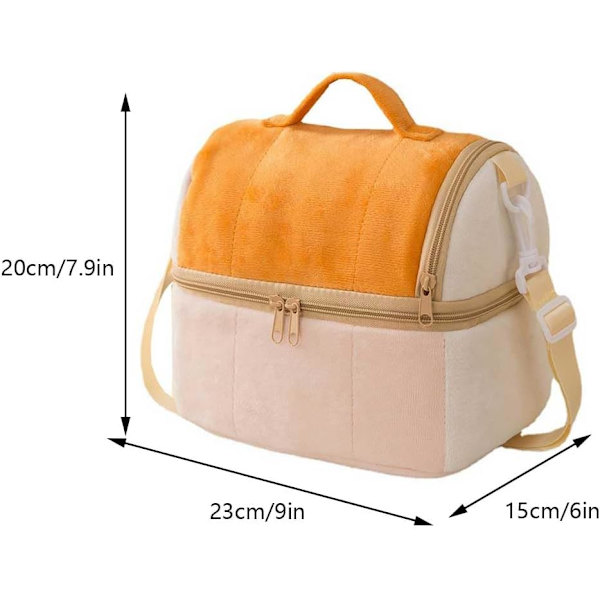 Dubbellagers Plysch Tecknad Lunchväska, Extra Tjock, orange
