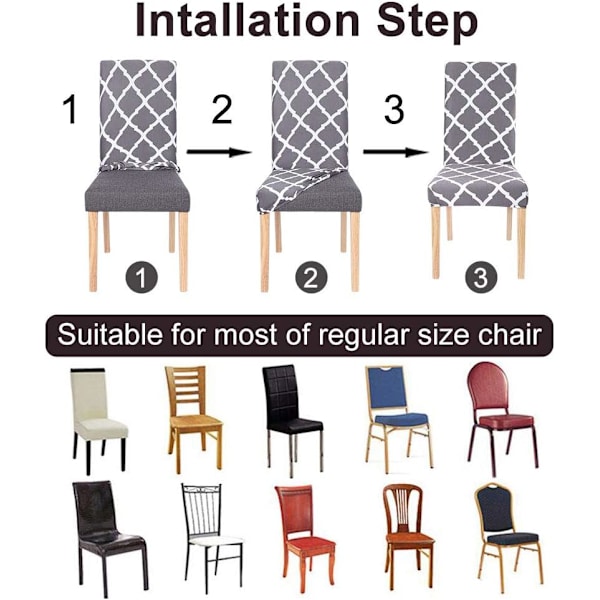 Matstolsöverdrag Set om 6, Stretch Spandex Köksstol