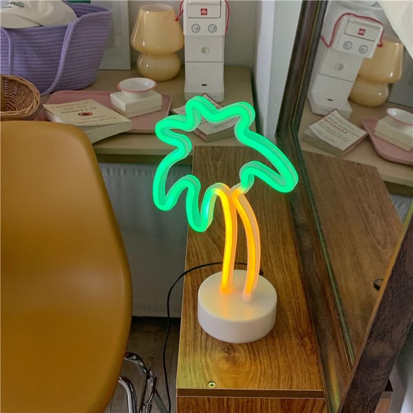 Palmträd ljus LED neonljus batteri/USB-strömförsörjning flickrum kokosljus