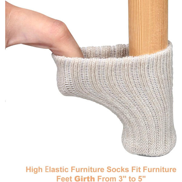 24 Par Knittede Anti-Slip Møbelsokker til Stolben, til
