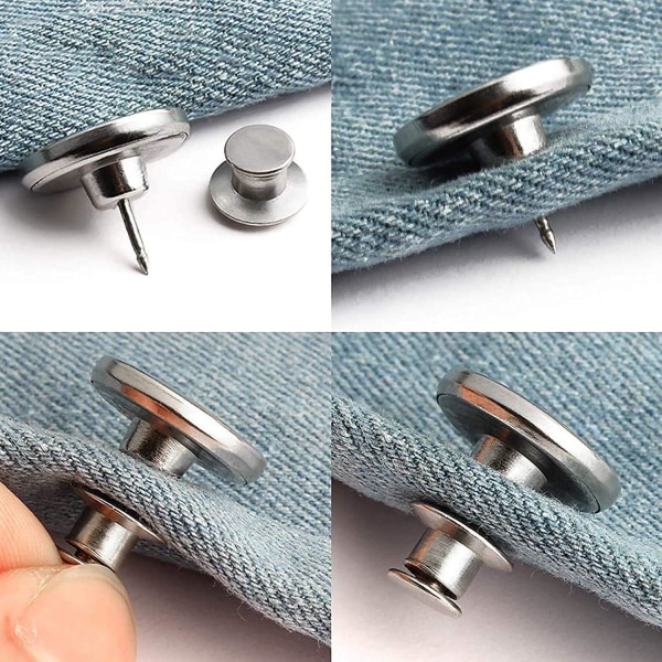 15 stk Jeansknapper, Sømløse DIY Metallknapper Avtakbare Jeans
