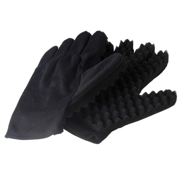 2kpl Magic Curly Sponge Gloves for Barbers Wavy Black Dirty Brai