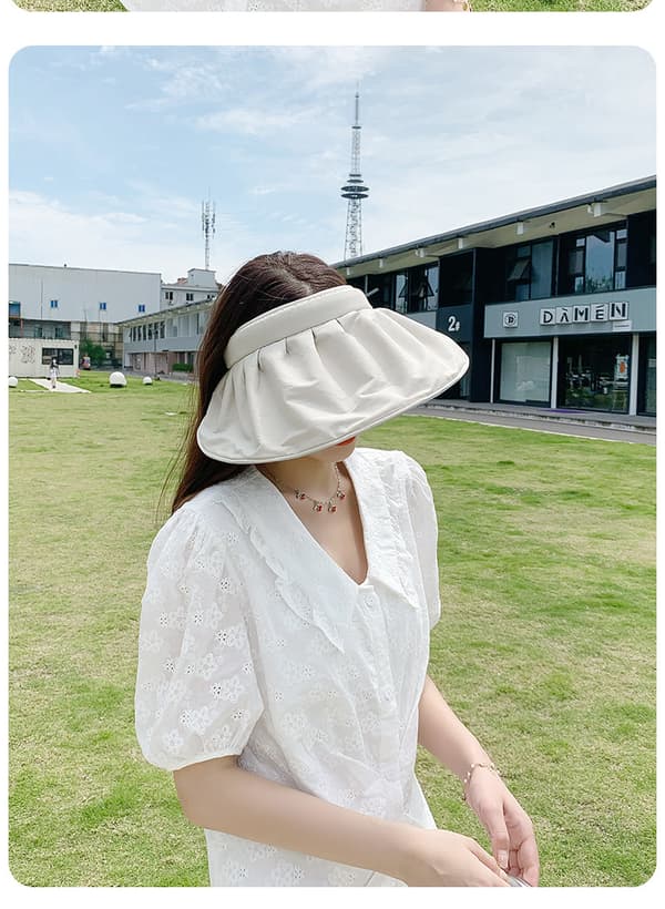 (Beige) Damvisir, UV-skyddande Visirkeps, Vikbar Hatt, Bred Brätte