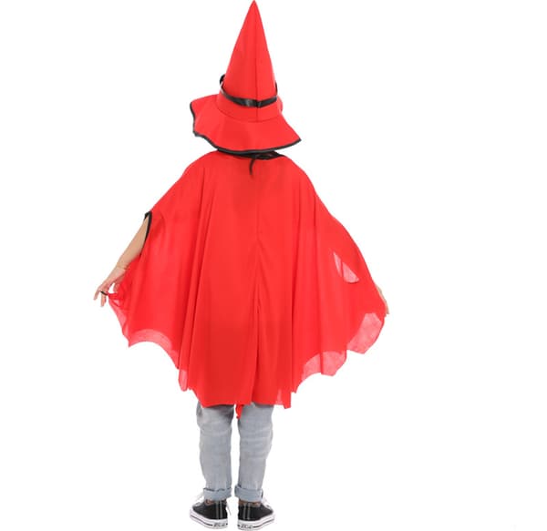 (Punainen) Lasten Halloween-noitaviitta ja -hattu - Ihoystävällinen, c