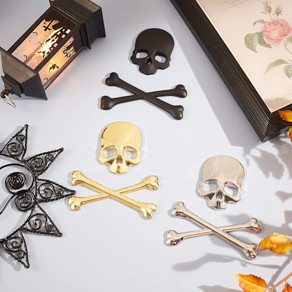 3 stk. (9*8,5 cm) 3D Metal Personlighed Hodeskalle Skelet Død Bil Moto