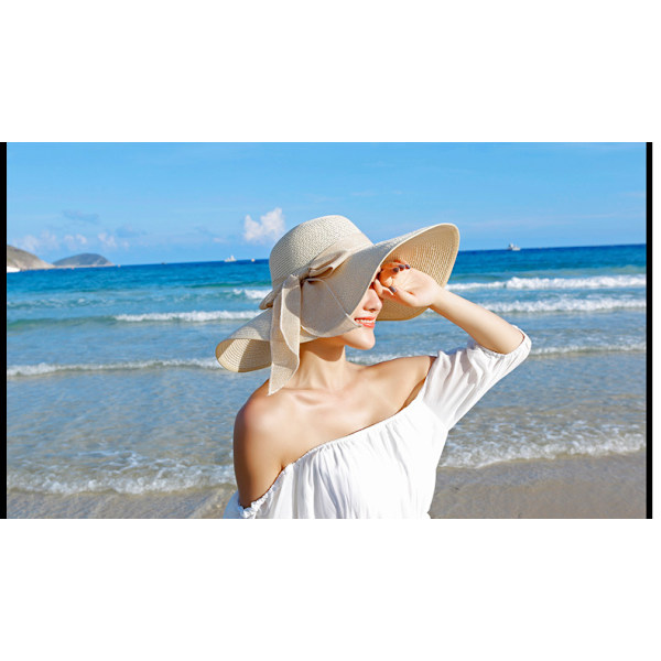 Damer Floppy Hat Halmhat Bredbremmet Solhat Åndbar Foldbar