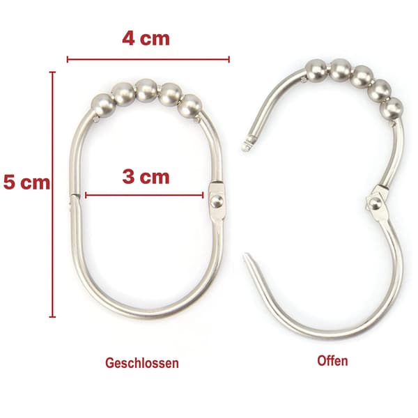 ##/Duschdraperiringar 12 extra stora duschdraperiringar i rostfritt stål, nickelutseende, 2 lb. depot, borstad nickel##/