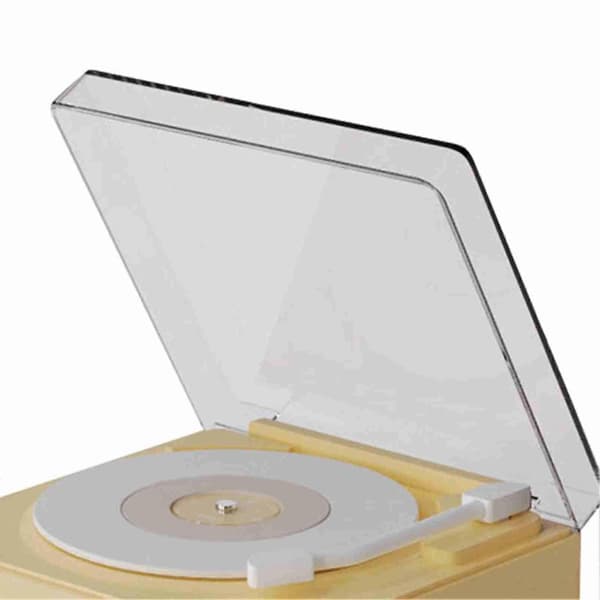 Roterande Vinylskiva Väckarklocka Högtalare Retro 360 Graders Stereo Trådlös Klocka Bluetooth Högtalare för Hem Sovrum Kontor Beige