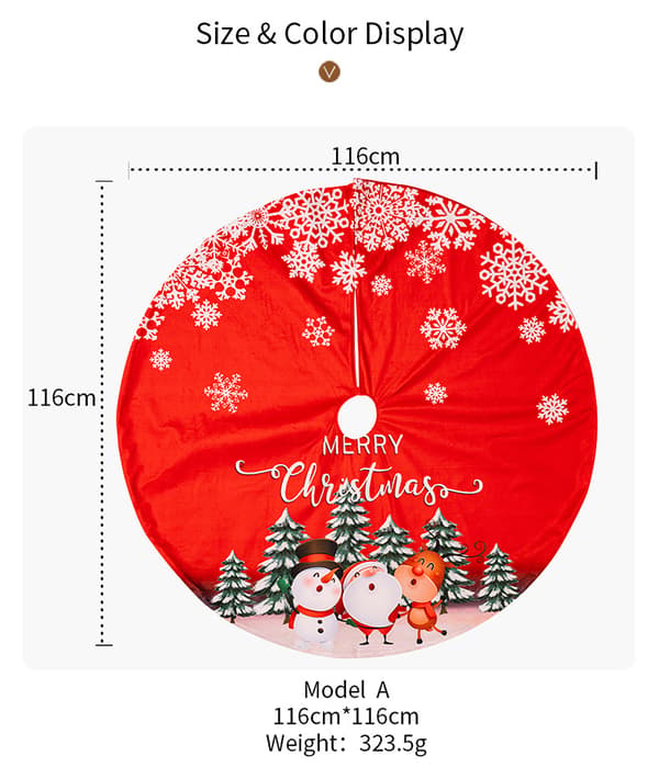 Julgransmatta med tre dockor, röd - 116 cm, julgransdekoration