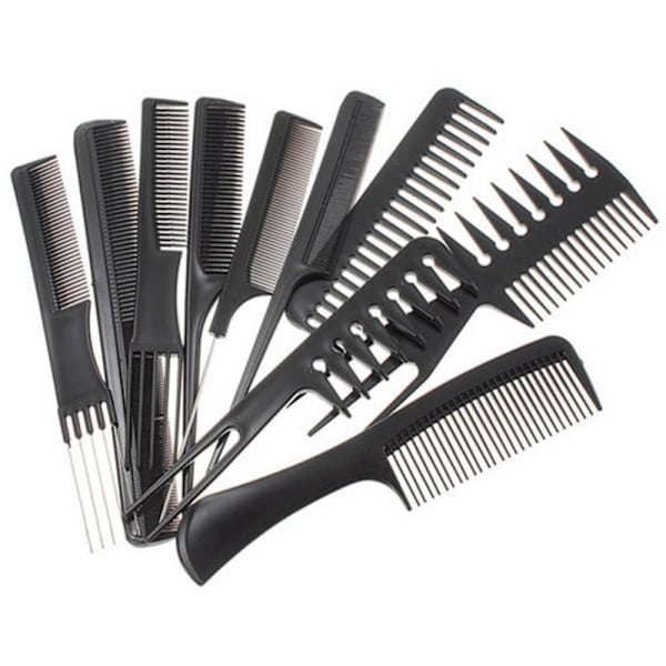 ##/2-pack 10 Antistatiska Svarta Plastkammar för Salong Frisör Barber Hår##/