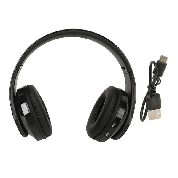 Bluetooth-hodetelefoner Multifunksjonell HiFi Stereo RGB Fargegradient Lys Plug-in Kort Sammenleggbart Trådløst Headset Svart
