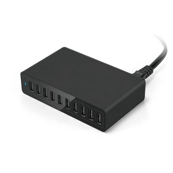 Desktop USB-ladestation 60W 1 stk Sort 10 Bærbar Rejse Hjem Hu