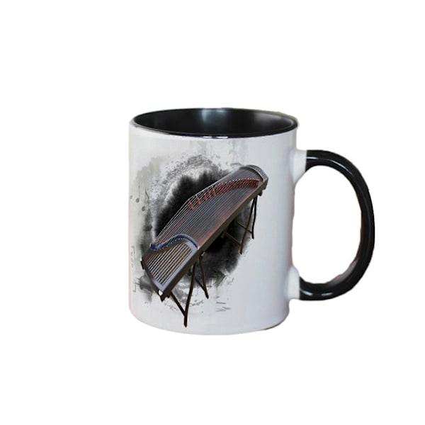 Musiikillinen kahvimuki keraaminen uutuusmusiikkikuvioinen kuppi suuri 350 ml tilavuus kitara piano viulu design kuuma juomamuki musiikillinen lahja musiikin ystävälle kotiin D E
