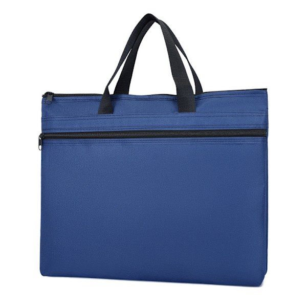 ##/Kontorsdokumentväska Män Briefcase Bärbar Pärm A4 Fil Zip-väska blå##/