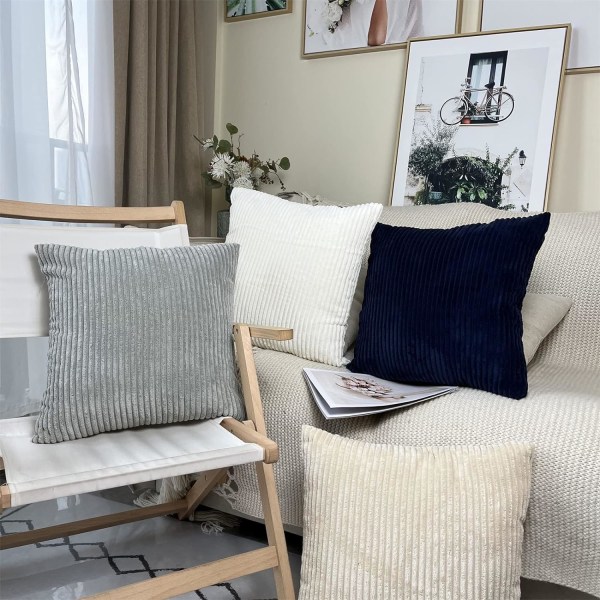 (45 x 45 cm, Beige) Corduroy Pudebetræk, Sæt af 2 Dekorative P