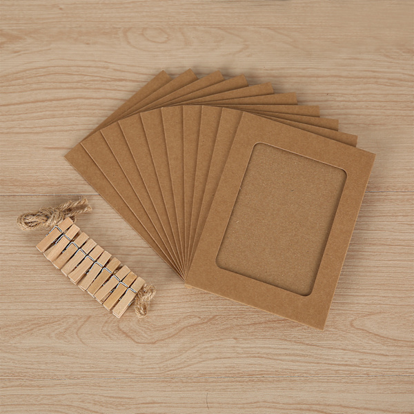 ##/30 kpl 4x6 tuuman Kraft-paperikuvakehyksiä ripustamiseen DIY-seinäkoristeluun klipsien ja köysien kanssa valokuville##/