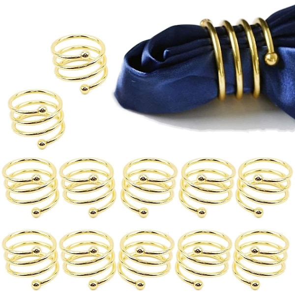 12-pack Serviettringar Set Serviettspänne Hållare Dekoration (Guld)