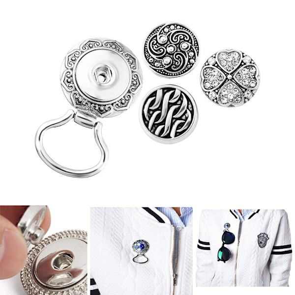 4 st (nål + 3 knappar) Magnetisk Glasögonhållare Brosch för kvinnor, rea