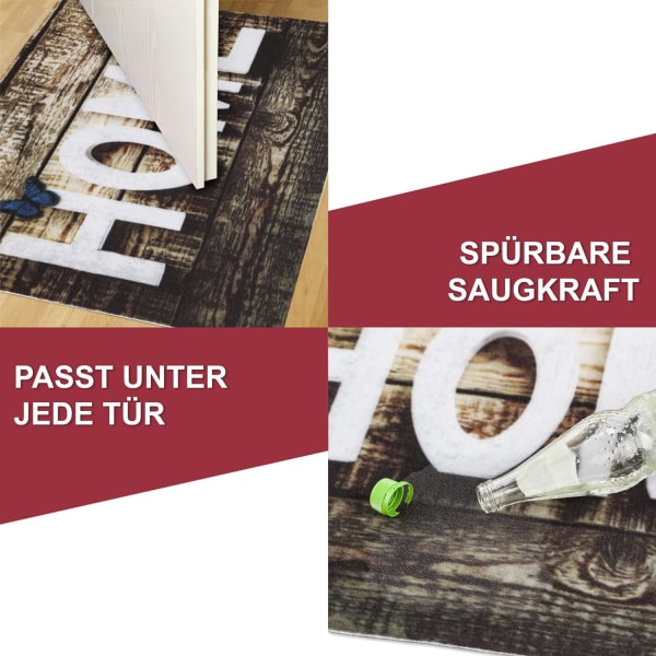 En brun trä HOME dörrmatta från 40×60cm smutsfälla inomhus och utomhus