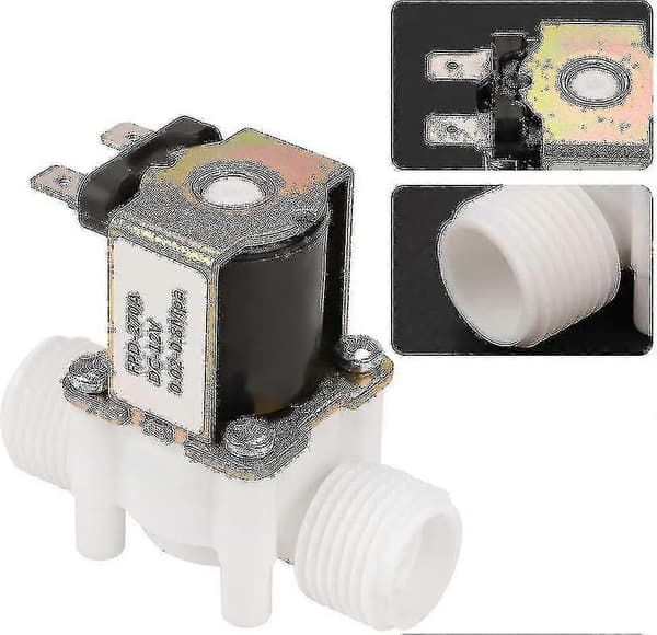 Magnetventil, DC 12V G1/2\" NC Plast Vatteninlopps Magnetventil 0.02-0.8 Mpa Normalt Stängd Elec