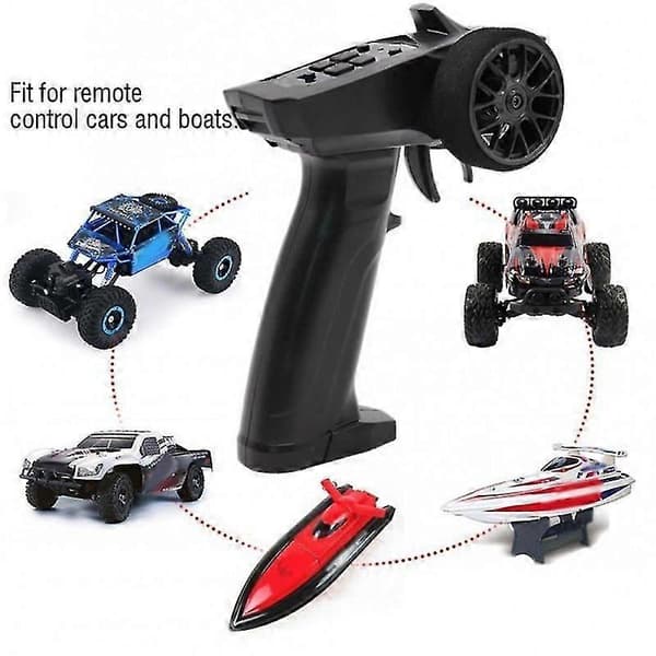 2.4GHZ RC Sender Mottaker 3 Kanaler med Mottaker for RC biler og RC båter svart