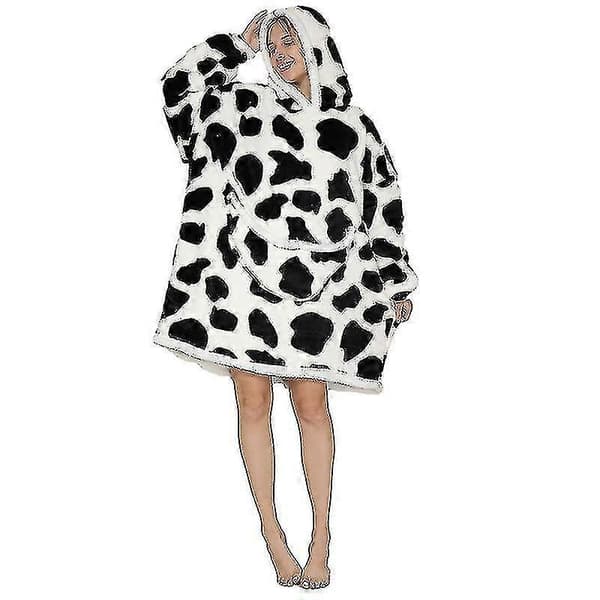 Super Dalian Hættetrøje Tæppe Hættetrøje Super Blød Sherpa Uld Kæmpe Sweatshirt Til Voksne-9 Cows