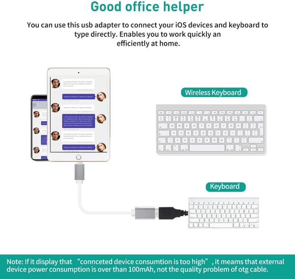 USB OTG -latauskaapeli iPhonelle, iPadille ja iOS 15:lle, pianomikrofoni A