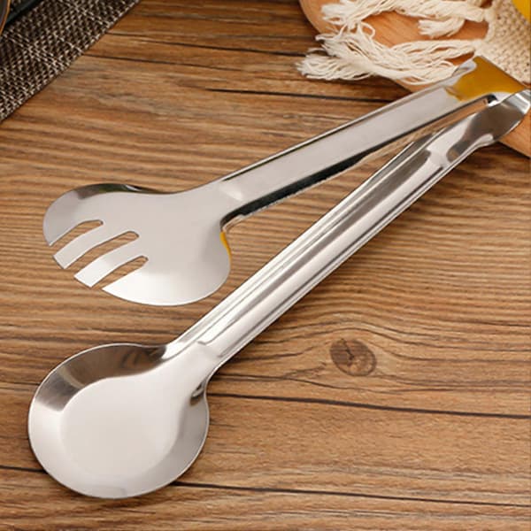 Mad Tang Ikke-slip Arbejdsbesparende Rustfrit Stål Bredt Anvendt Madklemme til Buffet A