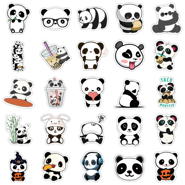 #50 tegneserie Panda Doodle Stickers#