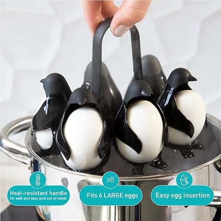 3-i-1 Kok, Oppbevar og Server Egg Holder, Pingvinformet Kokt E