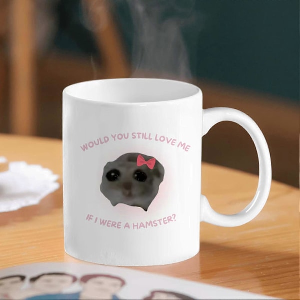 350ML Ked Hamster Kaffekrus med Gribehåndtag Varmebestandig Hvid Keramisk Fødevaregodkendt Multifunktionel Te Mælk Vandkop Meme Fans Fødselsdagsgave C