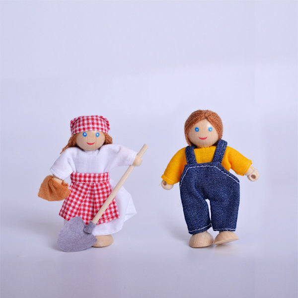 ##/Dockhusfamilj - 2 trädockor i miniatyr för dockhustillbehör för flickor och barn.##/