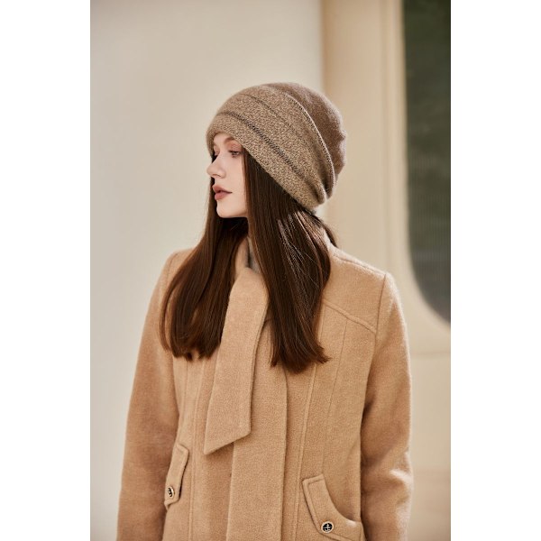 Yllehatt, varm hatt, stickad hatt, mjuk-Khaki