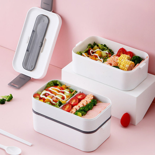Bento Lunchbox för Vuxna & Barn, 1600ml Stapelbar Lunchbox med