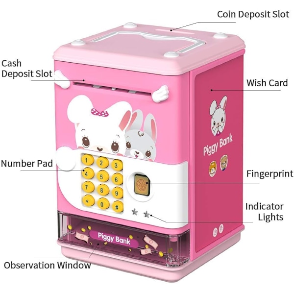 Elektronisk sparbössa leksak - (Uppladdningsbar rosa version) Mini di